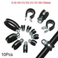 thumbnail image 5 of 10Pcs Durable Metal Hardware Useful Pipe Mounting Fix Cable Fasteners Wiring Hose Clamp Rubber Lined P Clips 13MM, 5 of 8