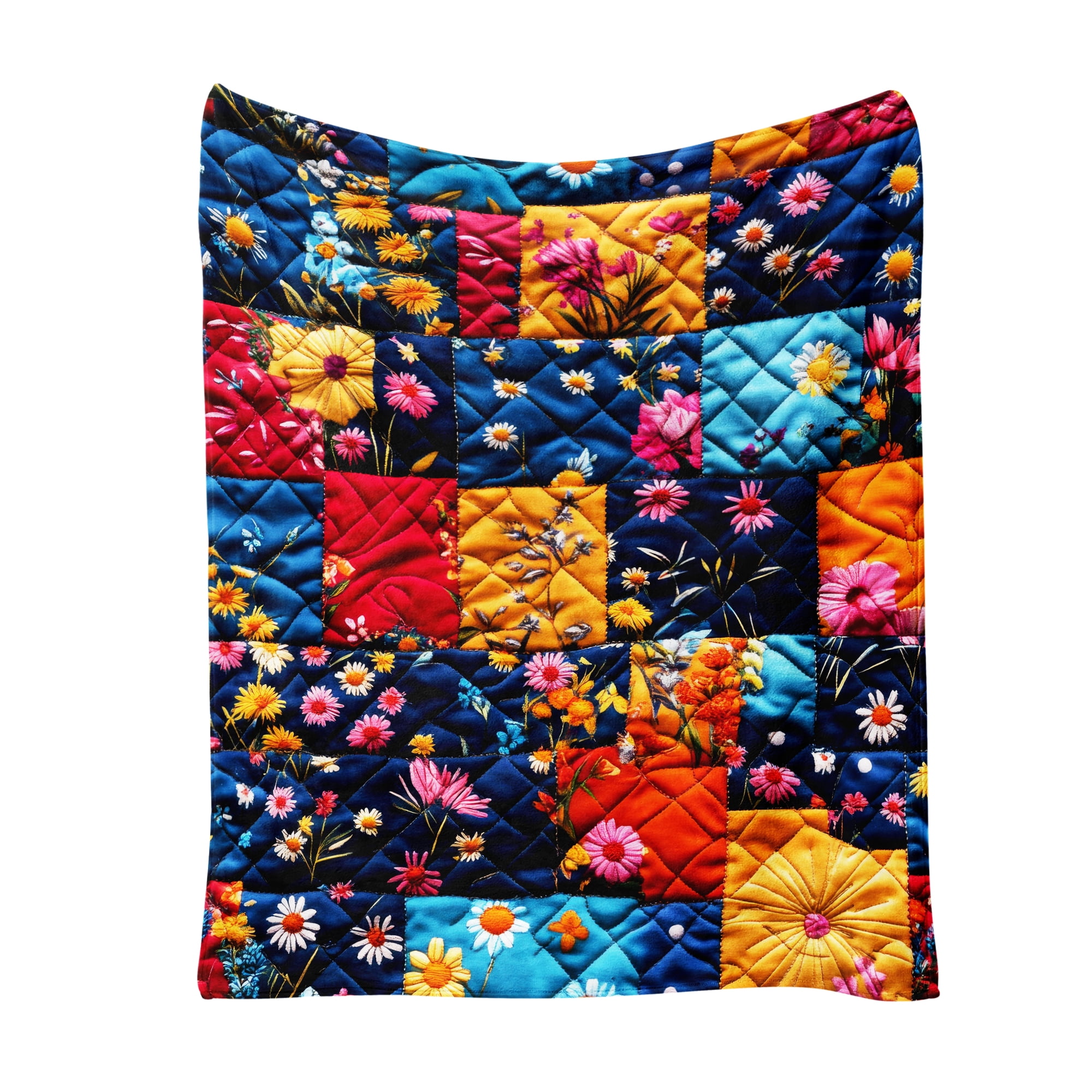 Flannel Fleece Twin Blanket, Soft Large Twin Blanket, Lightweight Cozy Plush Twin Blanket Fit Sofa Bed, 60"x80", Patchwork Floral Pattern