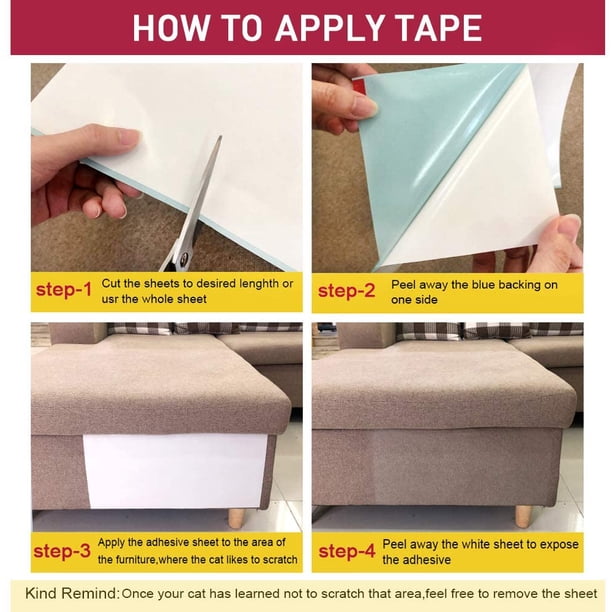 Cinta disuasoria para gatos, 8 protectores de muebles, hojas de cinta de entrenamiento transparentes de doble cara antiarañazos para gatos, sofá, puerta, paredes, protector de alfombras Xemadio LRWJ051