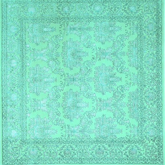 Ahgly Company Indoor Square Persian Turquoise Blue Traditional Area Rugs, 3' Square
