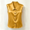 thumbnail image 5 of FchengtaiS Button Down Sleeveless Shirts Women Peter Pan Collar Satin Blouses Summer Business Casual Loose Tank Tops, 5 of 7