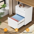 thumbnail image 5 of 3 Drawer Rolling Metal Locking File Cabinet White, 5 of 6