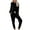 Black, variant on Womens 2 Piece Tracksuit Casual Long Sleeve Round Neck Tops and Elastic Waist Pants Set with Pockets