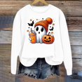 thumbnail image 3 of WEIWEN Women's Halloween Sweatshirt Cute Ghost Graphic Pullover Tops Funny Novelty Pumpkin Printed Long Sleeve Crewneck Fall Sweaters for Women Fashion Clothing White, XL, 3 of 5