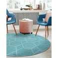 thumbnail image 5 of Unique Loom Trellis Frieze Collection Area Rug - Geometric (8' Round Light Blue/Ivory), 5 of 7