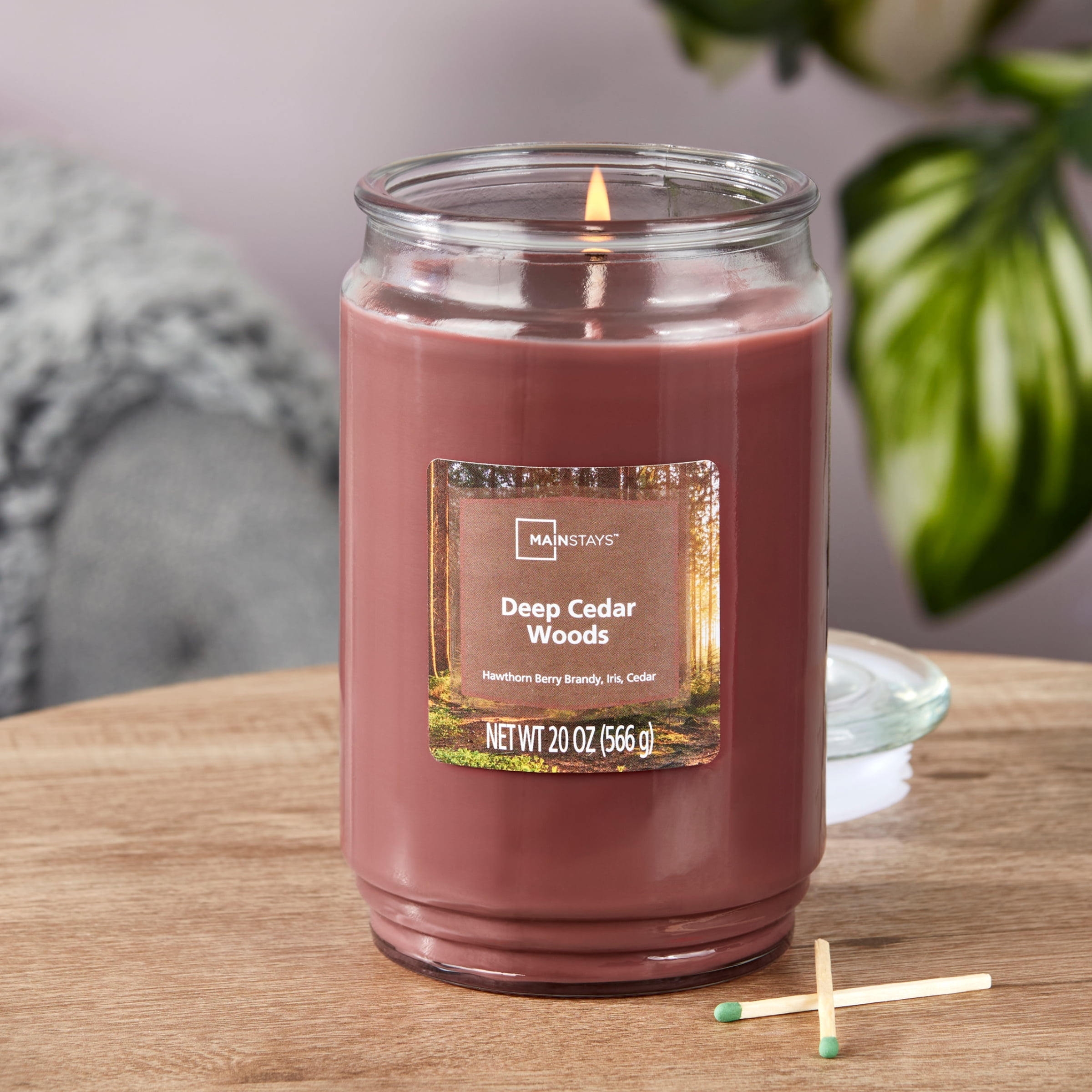 Mainstays Deep Cedar Scented Single-Wick Large Glass Jar Candle, 20 oz