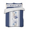 thumbnail image 2 of Coastal Navy Full Size Down Alternative Comforter, Lightweight Comforter Quilt Bedding Set with Pillow Shams Blue Starfish Coral Nautical Striped All Seasons Bed Comforter Duvet Insert 78"x90", 2 of 7
