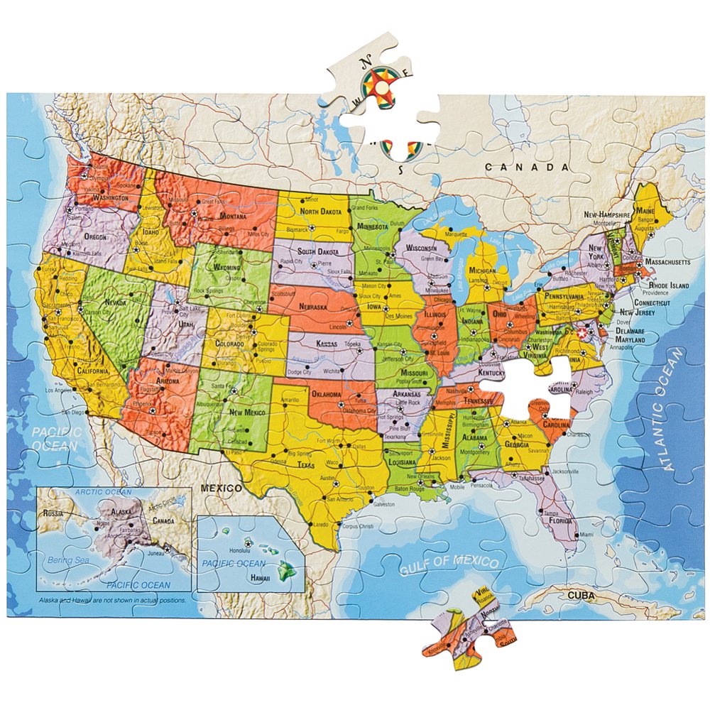 United States 100 PCS Jigsaw Puzzle Build On Table Or