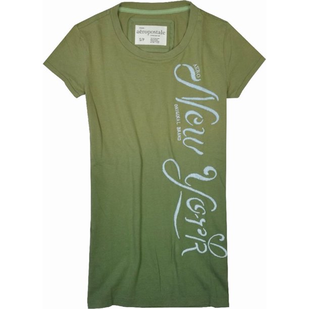 Aeropostale New York Graphic playera para mujer, verde, XS Aeropostale Camiseta gráfica