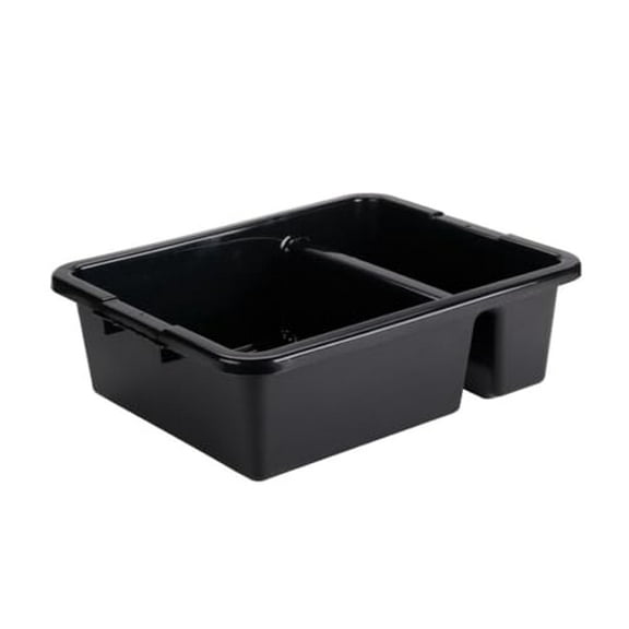 Soro Essentials- 21-1/4" x 17-1/4" x 7" Deep Plastic Commercial Divided Bus Box Tub Black Color- Utility Bus Tub Food Service Bus Tub Wash Basin Dish Tub for Kitchen Organizer Storage