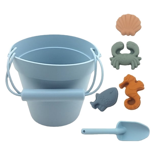 Juego De 6 Unidades De Juguetes De Playa, Juego De Herramientas De Excavación De Arenero De Silicona, Cubo De Arena Portátil Para Playa, Juguete Eigraketly FN007379-03
