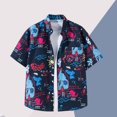 thumbnail image 4 of Mens Hawaiian Shirt and Shorts Set 2 Piece Casual Beach Lapel Button Pocket Shirt Top Drawstring Shorts, 4 of 5