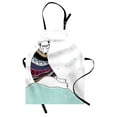thumbnail image 1 of Bear Apron Hipster Polar Bear with Fair Isle Style Sweater Sitting on Ice Christmas Snowflakes, Unisex Kitchen Bib Apron with Adjustable Neck for Cooking Baking Gardening, Multicolor, by Ambesonne, 1 of 3