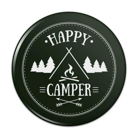 Happy Camper with Campfire Pinback Button Pin