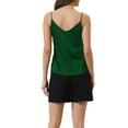 thumbnail image 3 of INSPIRE CHIC Camisole en Satin pour Femme à Col en V à Bretelles Spaghetti en Soie Pyjama de Détente Blouse TG Vert Rétro, 3 of 6