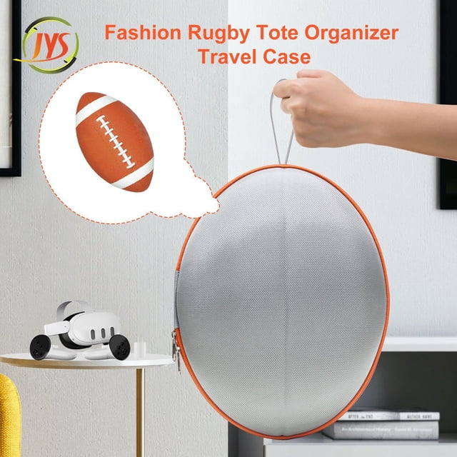 JYS Étui Rigide en Forme de Rugby pour Meta Quest 3 - Sac de Rangement Antichoc pour Casque VR et Manette, Pochette de Voyage Portable Anti-Rayures avec Compartiments d'Accessoires Personnalisés