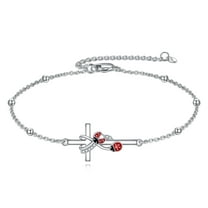 Ladybug Bracelet for Women Sterling Silver Cross Jewelry