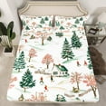 thumbnail image 2 of jejeloiu Christmas Tree Pine Bed Sheets,Xmas Festival King Sheets,White Snow Scenery Sheet Set For Child,Microfiber Bedroom Decor,4 Pieces, 2 of 7