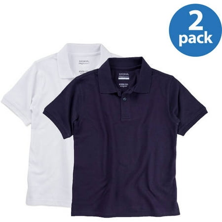 George Boys School Uniforms Approved Short Sleeve Polo Shirts, 2-Pack Value Bundle