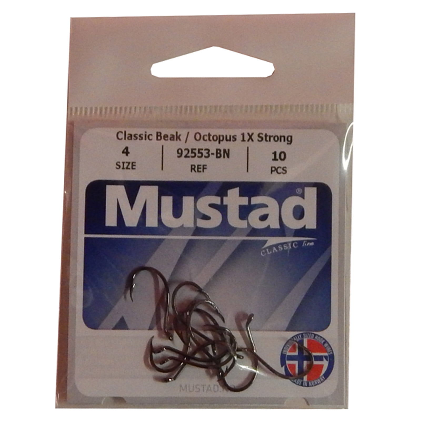 Mustad Classic Beak Size 4 Fishing Hooks Black Nickel Pack of 10,  92553-BN-4-10 