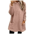 thumbnail image 2 of Red Hoodies for Women's Double Velvet Autumn and Winter Fluffy Large Profile Long Sleeved Casual Warm Long Sleeved Plush Sweatshirt with Pockets Fall Tops for Women 2025, 2 of 6