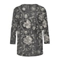thumbnail image 5 of Jsaierl 3/4 Length Sleeve Tops for Women Casual Crew Neck Shirts Dressy Floral Ladies Blouses Going Out Dressy Tunic Top S-2XL, 5 of 5