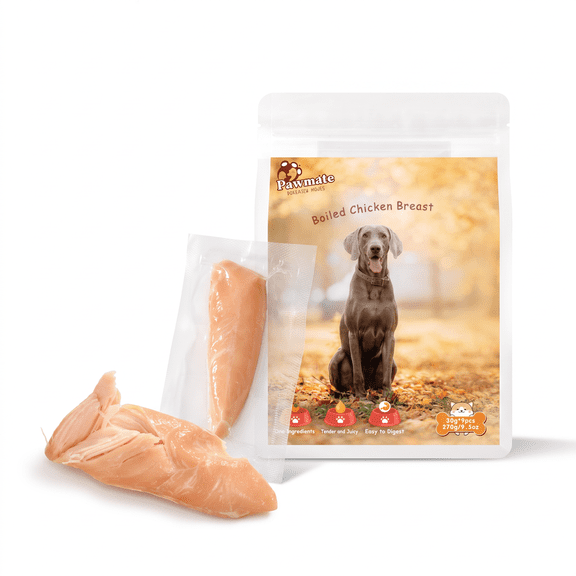 Pawmate Steam-Baked Whole Chicken Breast Dogs & Cats Treats - Single Ingredient, Moisture-Locked, Rich Aroma, Grain-Free (270g/9.5oz)