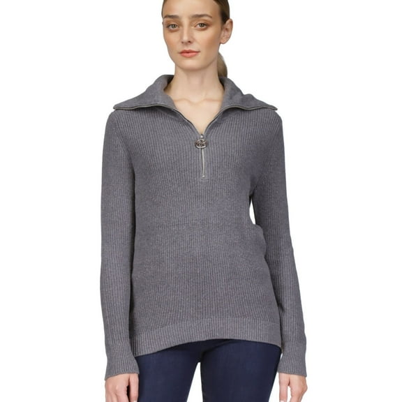 Michael Kors Womens Ribbed Knit Sweater, Grey, X-Large