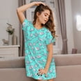 thumbnail image 3 of Pofeuu Seashell And Starfish Print Women's Loose Fit Short Sleeve Nightgown, Comfortable Sleep Dress for Women, Casual Lounge Sleepwear, Soft Cotton Sleep Dress, 3 of 6