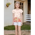 thumbnail image 3 of Arshiner Girls Summer Blouse Ruffle Short Sleeve Pleated Crewneck Casual Tops Tees Blouses, 3 of 6