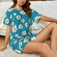 thumbnail image 6 of Bingfone Daisies Flowers Print Pajamas Sets for Women Soft Short-Sleeved Pjs with Lounge Shorts Two Piece Sleepwear, 6 of 8