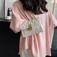 thumbnail image 4 of Bolso y bolso de hombro con doble cremallera a la moda para citas, bolso cruzado de cuero de pu para mujer, color blanco, 4 of 5