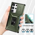 thumbnail image 3 of ELEHOLD for Samsung Galaxy S24 Plus Case with Slide Camera Lens Protector Cover 360° Rotation Metal Ring Kickstand Impact-Resistant Shockproof Support Magnetic Car Mount Rugged Case - Darkgreen, 3 of 8