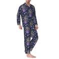 thumbnail image 2 of Bingfone Men's Pajama Set 2 Piece Loungewear PJs, Long Sleeve with Pajama Pants-Lavender Flowers, 2 of 7