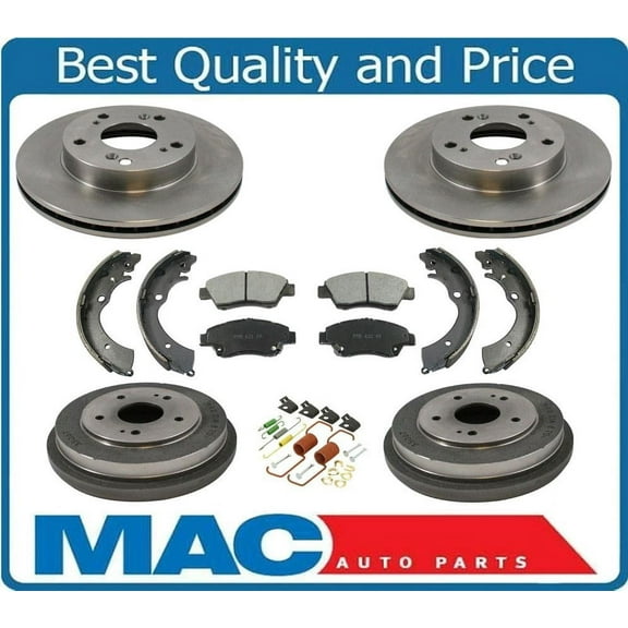 Front Rotors Rear Drums Brake Pads Shoes Spring Kit for Honda Hybrid 1.3L 06-08
