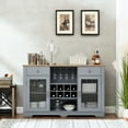 thumbnail image 3 of Blue And Oak Buffet Cabinet With Entryway Function Wine Storage, 2 Drawers, For Kitchen, Dining Room Modern Sideboard Buffet, Rack, Glass Door Cabinets, Kitchen Room,, 3 of 6