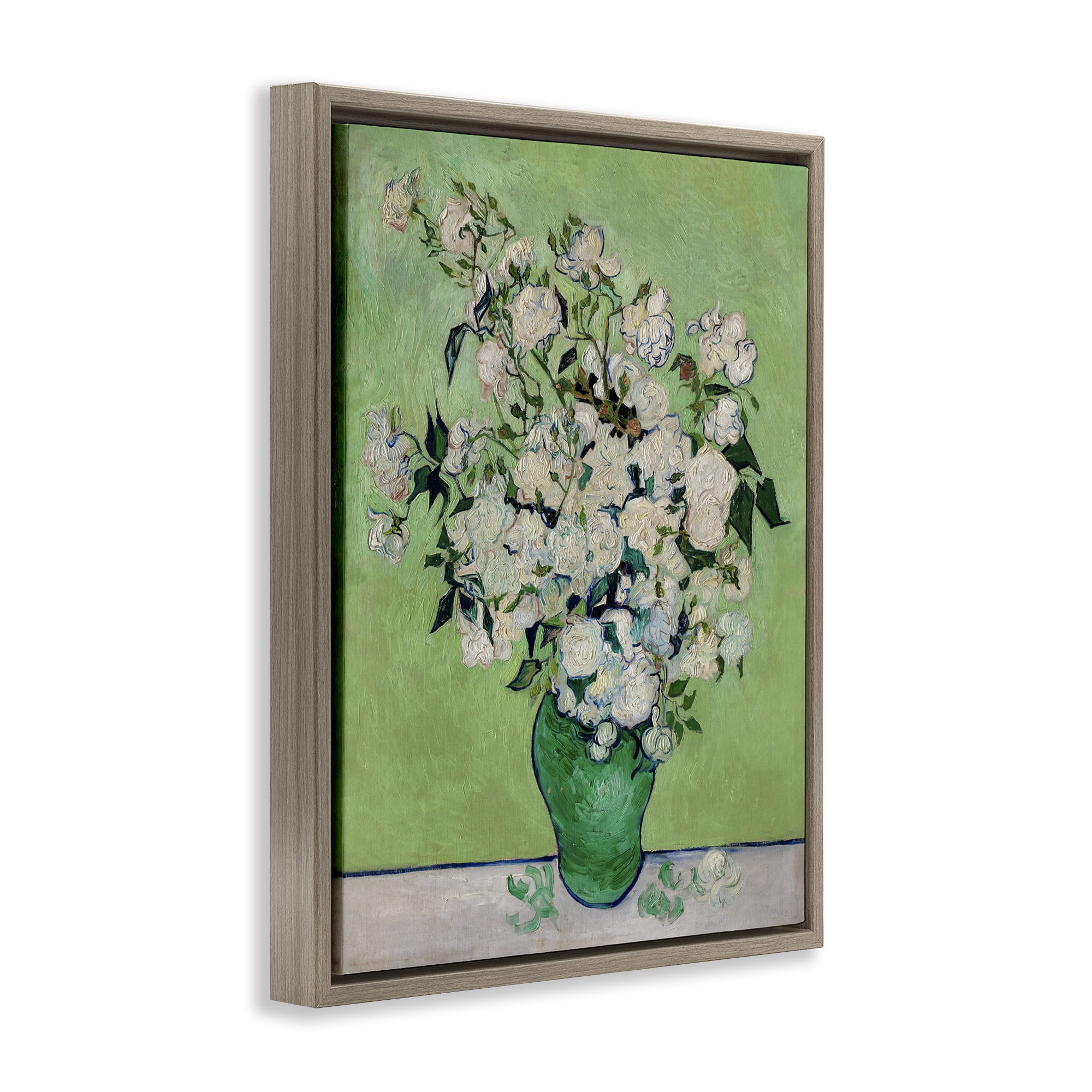 Stupell Industries Van Gogh Roses Botanical & Floral Painting Brown Floater Framed Art Print Wall Art, 17 x 21