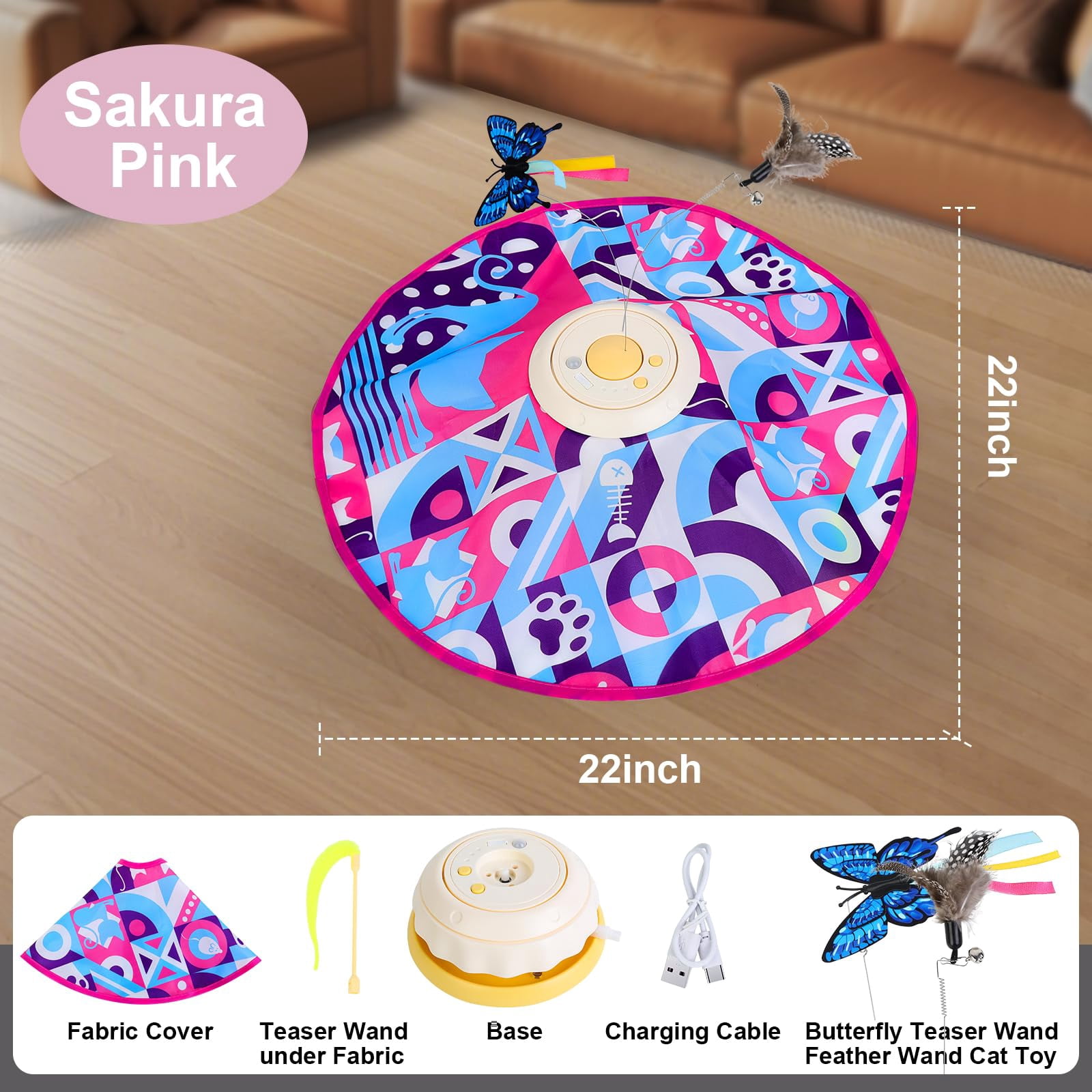 Rechargeable Cat Toys And Seek Game Interactive For Indoor Cats Moving Wand Touch Activated Enrichment Bored Adult Cats(pink)