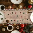 thumbnail image 3 of Christmas Snowman Cotton Linen Table Runner Winter Pine Trees Xmas Snow Wood Grain Dining Table Runners for Home Decor Party Dining Room Restaurant Kitchen Party 13" x 48", 3 of 9