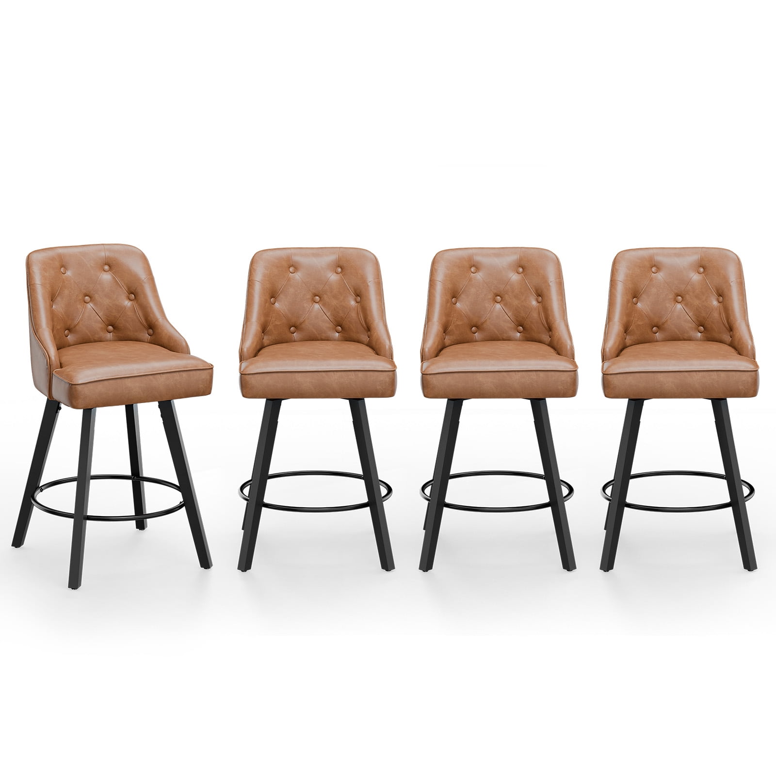 Zimtown Modern Swivel Barstools with Back, 26" Counter Height Bar Stools Kitchen Island Dining Chairs Set of 2, Coffee Brown