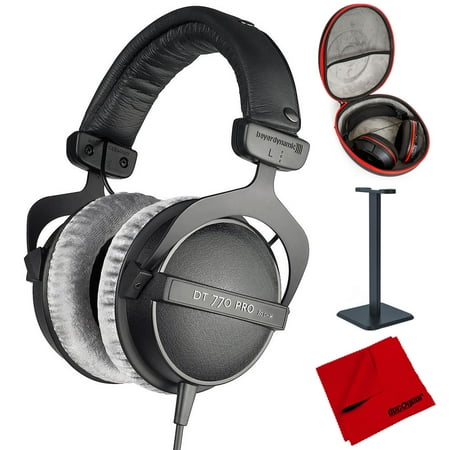 BeyerDynamic DT 770-PRO Studio Headphones 80 Ohms Closed Dynamic (474746) with Full Size Headphone Case, Headphone Stand & Microfiber Cleaning
