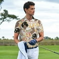 thumbnail image 3 of Yiaed Groovy DiscoPrint Men's Short Sleeve Polo Shirt,Golf Polo for Men Three-Button Golf Shirt Athletic Casual Collared T-Shirt- 3X-Large, 3 of 7