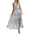thumbnail image 1 of Gibobby Vestidos para Mujer Casuales Las mujeres imprimen sin mangas, casual, cuello colgante, una línea, vestido largo de playa(Blanco,M), 1 of 5