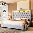 thumbnail image 5 of Merluxy LED King Bed Frame,Charging Station and Storage Upholstered Headboard/Velvet/Gray, 5 of 7