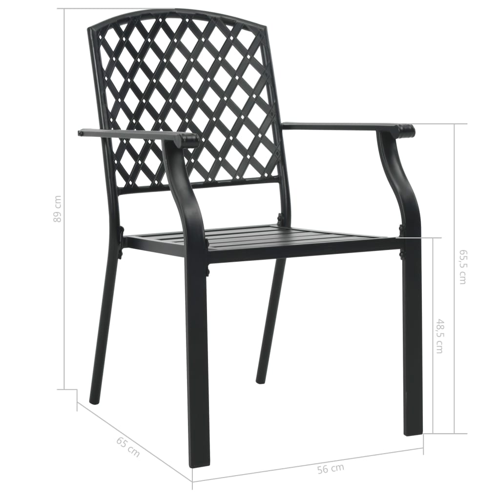 Kepooman Outdoor Patio Stackable Metal Chairs Set with Backrest, Set of 2, Black Kepooman Outdoor Patio Stackable Metal Chairs Set with Backrest, Set of 2, Black