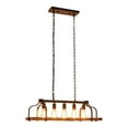 thumbnail image 3 of 31.5“ Rustic 5-Light Farmhouse Wood Chandelier French Country Dining Room Ceiling Light Fixture, 3 of 23