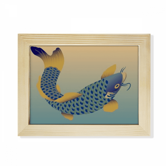 Painting Culture Blue Fish Desktop Photo Frame Picture Art Decoration Painting 6x8 inch