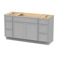 thumbnail image 4 of Vanity Art 57" Freestanding Bathroom Vanity Cabinet without Top in Gray, 4 of 6