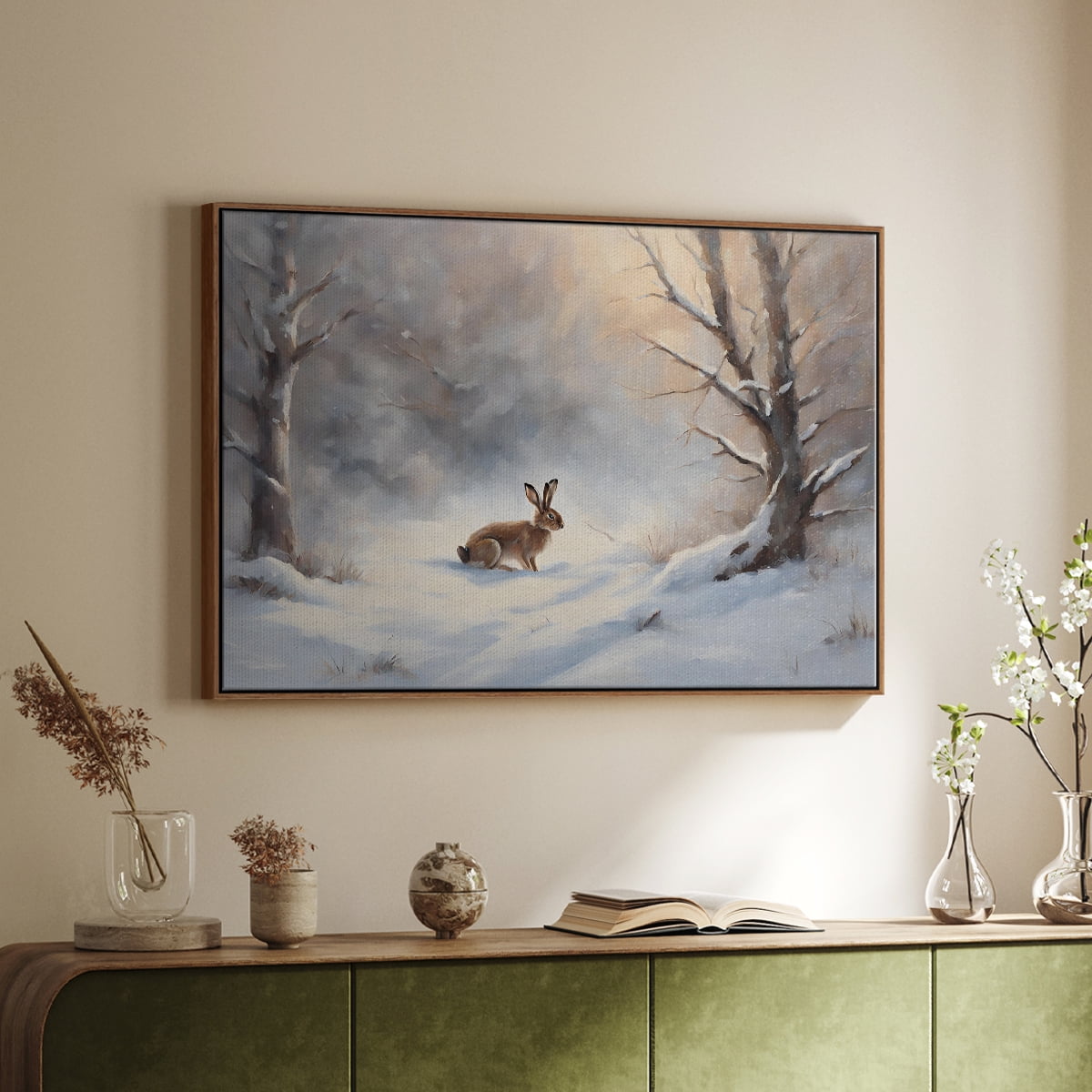 Vintage Landscape-CCVII By Wexford Home Framed in Walnut Wood Gallery Wrapped Canvas 17 in. x 25 in.