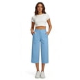 thumbnail image 4 of Miluxas Capri Pants for Women High Waisted Business Casual Pants Cropped Wide Leg Lightweight Work Capris with Pockets Blue L(L), 4 of 9